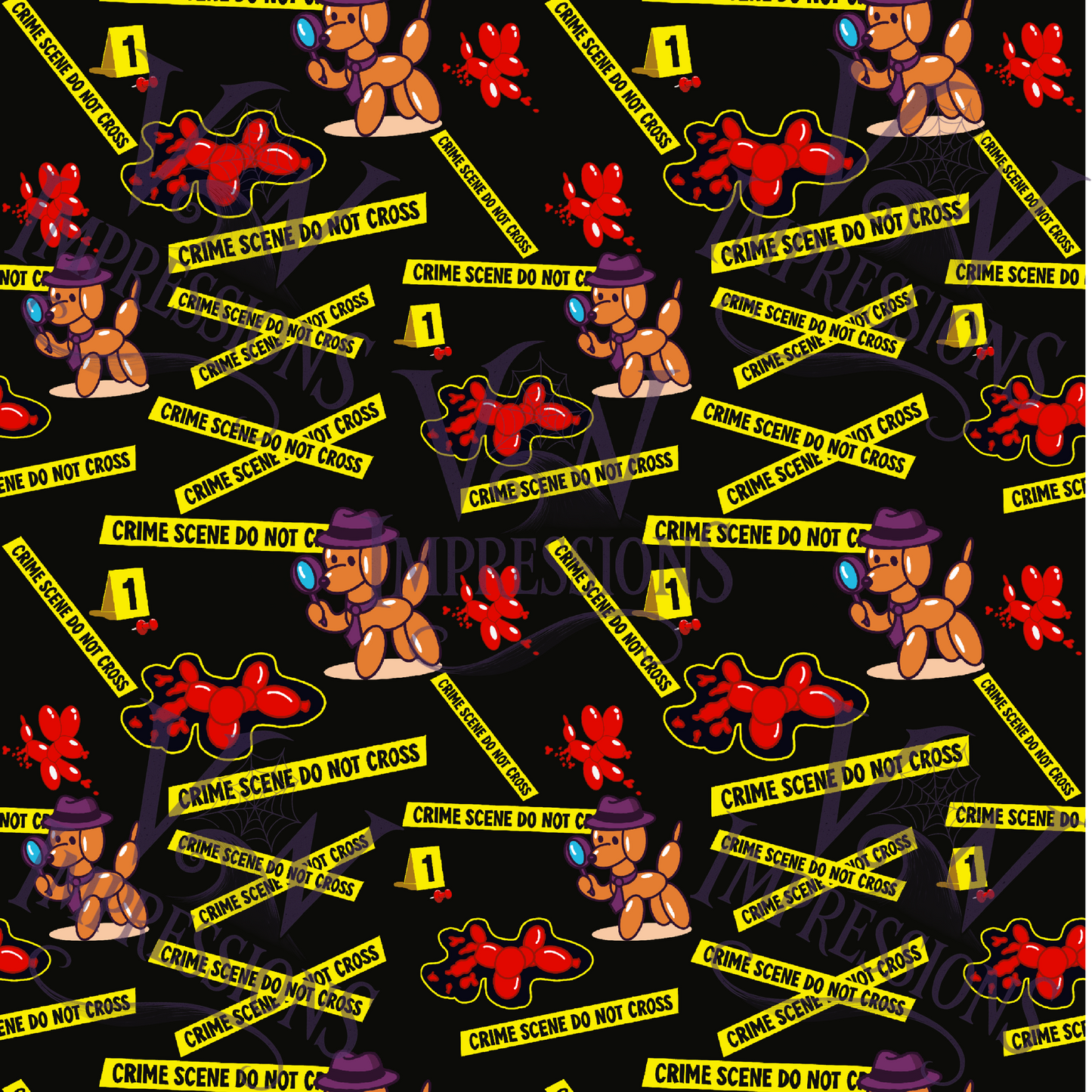 Balloon Dog Crime Digital Files PNG, SVG, Seamless Pattern, Sublimation & DTF