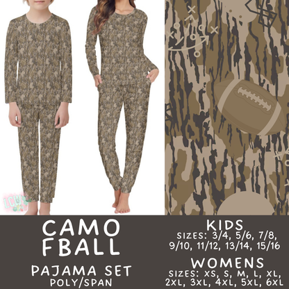 Batch #587 - Family Pajamas 2 - Closes 9/18 - ETA mid Nov - Camo FBall Women's & Kid's Pajama Sets