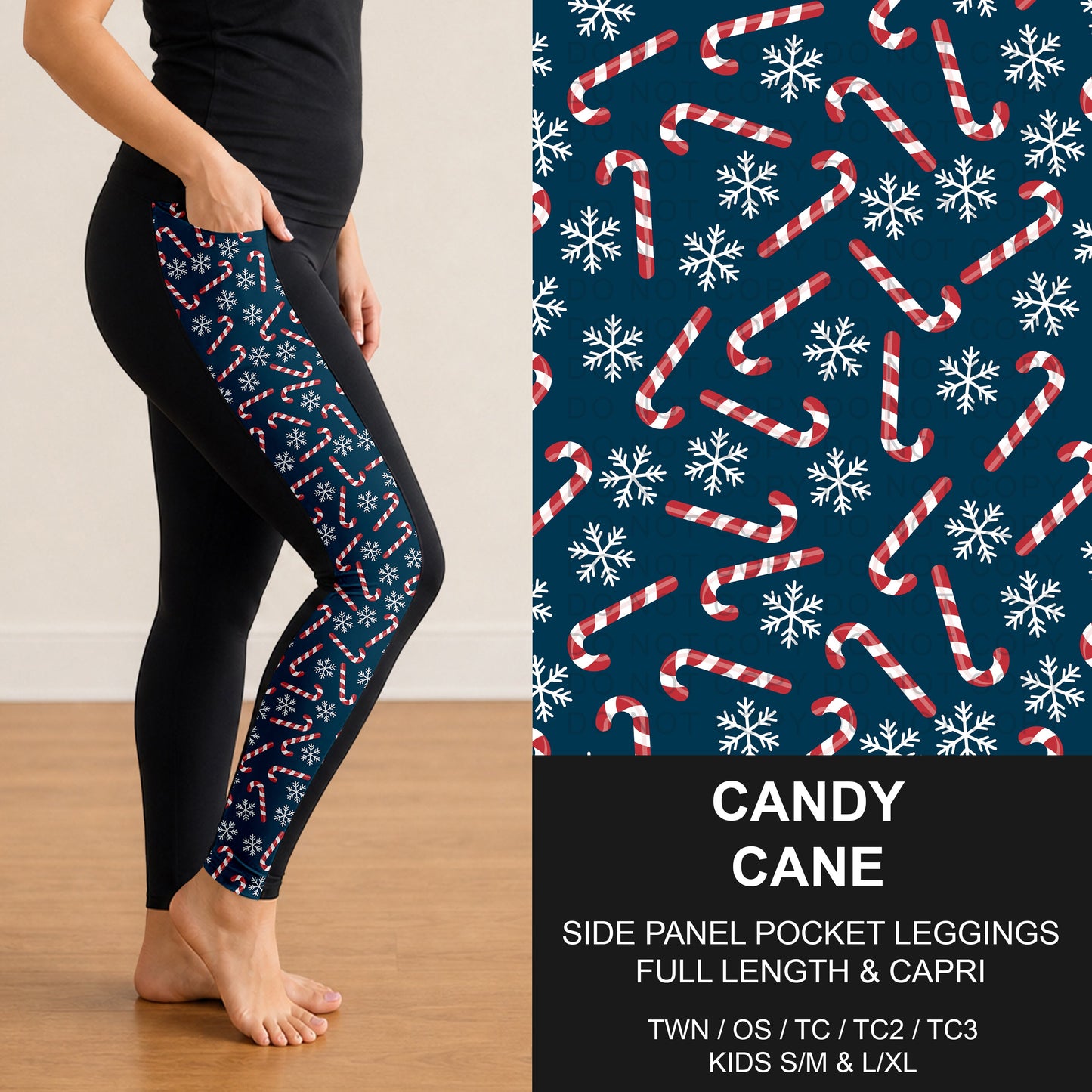 B312 - Preorder Candy Cane Side Panel Pocket Leggings (Closes 9/13. ETA: mid Nov.)