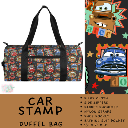 Batch #609 - Travel Collection 2 - Closes 11/6 - ETA early Jan - Car Stamp Duffel Bag