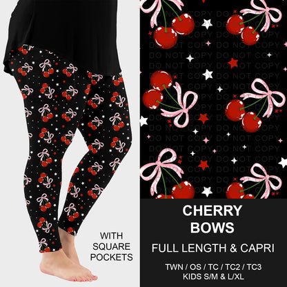 B267 - Preorder Cherry Bows Leggings w/ Pockets (Closes 12/21. ETA: late Feb.)