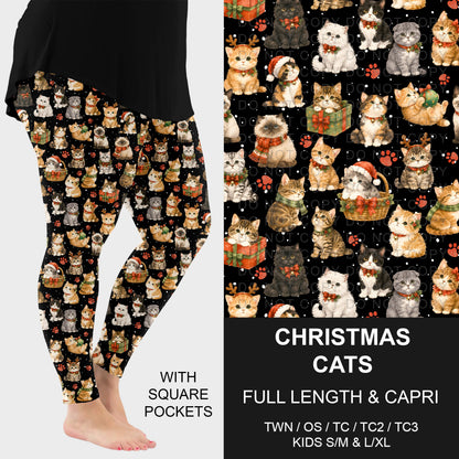 B315 - Preorder Christmas Cats Leggings w/ Pockets (Closes 10/04. ETA: early Dec.)