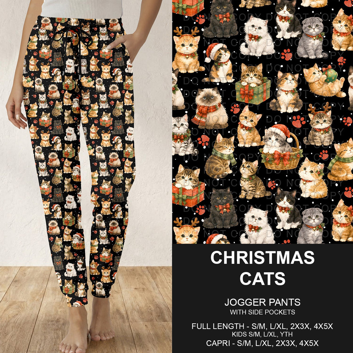 B315 - Preorder Christmas Cats Joggers (Closes 10/04. ETA: early Dec.)