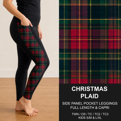 B303 - Preorder Christmas Plaid Side Panel Pocket Leggings (Closes 7/26. ETA: early Oct.)