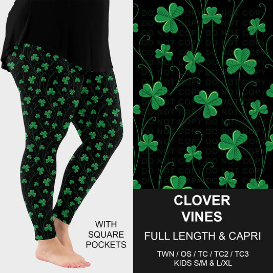 B268 - Preorder Clover Vines Leggings w/ Pockets (Closes 12/28. ETA: mid Feb.)
