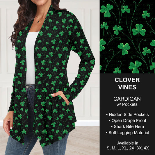 B268 - Preorder Clover Vines Cardigan w/ Pockets (Closes 12/28. ETA: mid Feb.)