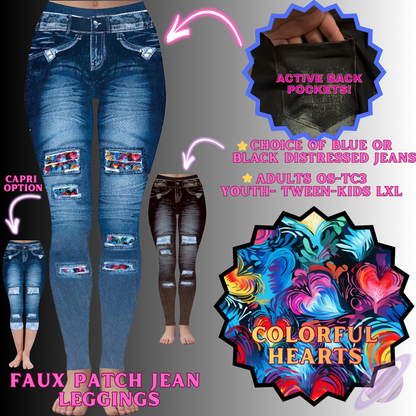 COLORFUL HEARTS-FAUX JEAN LEGGING-PREORDER CLOSING 12/2