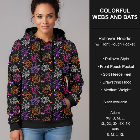 B297 - Preorder Colorful Webs and Bats Pullover Hoodie (Closes 6/28. ETA early Sept.)