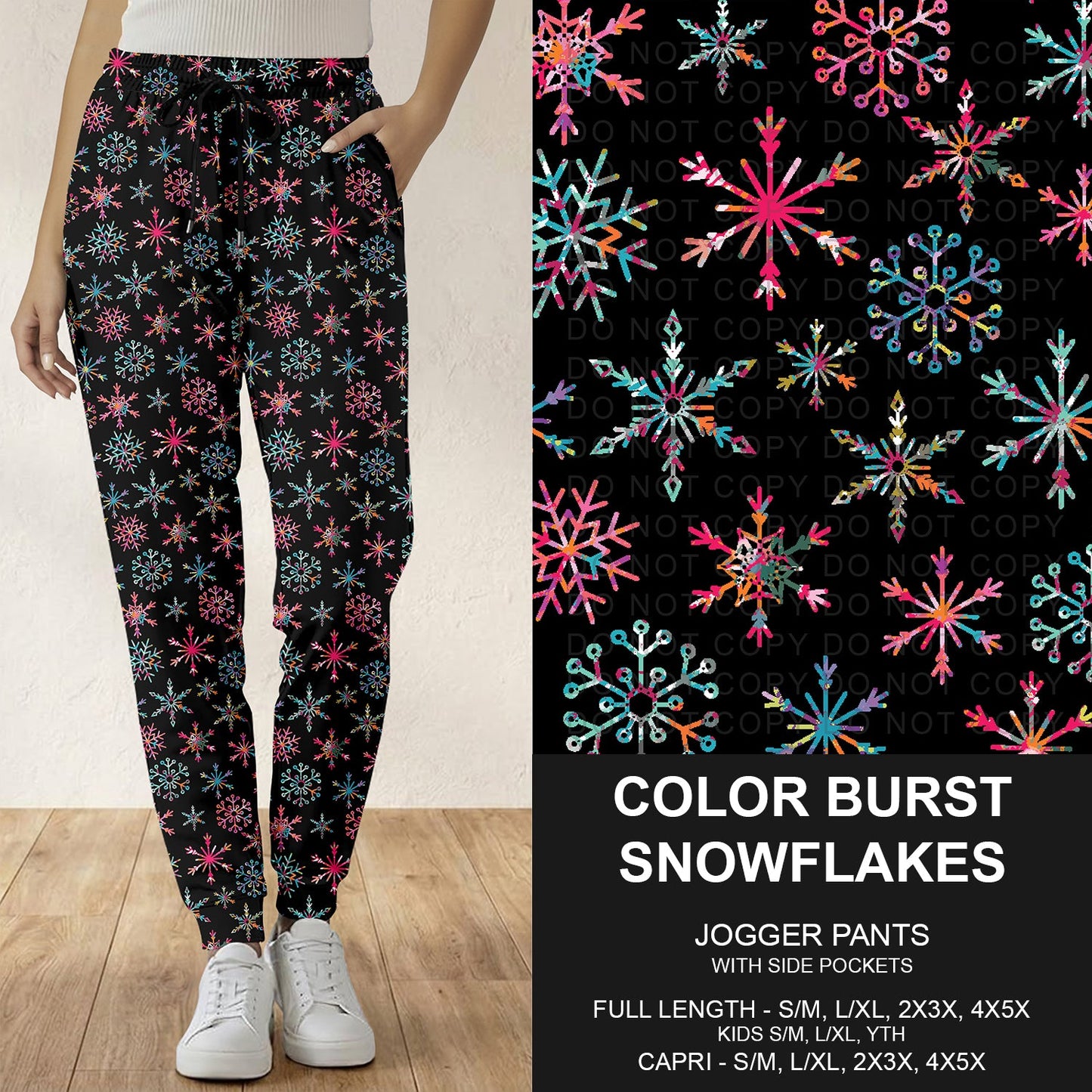 B303 - Preorder Color Burst Snowflakes Joggers (Closes 7/26. ETA: early Oct.)