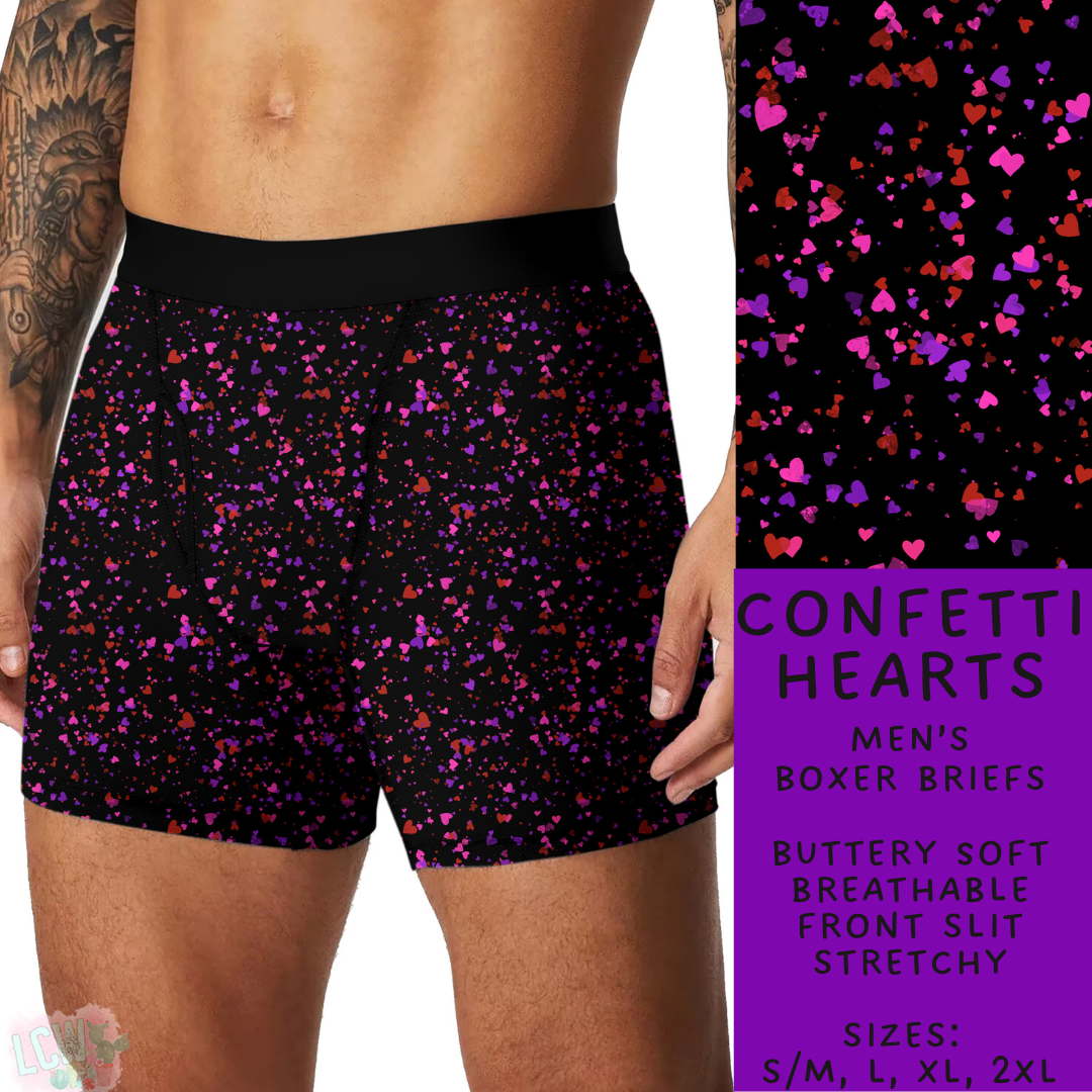 Batch #612 - Valentine's Matching Underwear - Closes 11/11 - ETA mid Jan - Confetti Hearts Men's Boxer Briefs