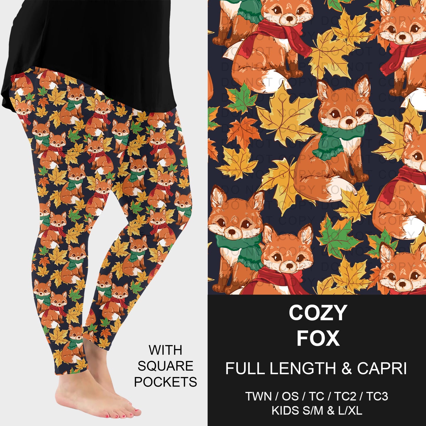 B308 - Preorder Cozy Fox Leggings w/ Pockets (Closes 8/16. ETA: late Oct.)