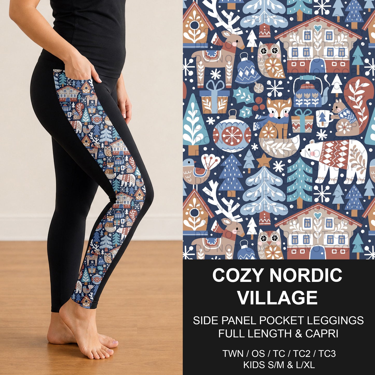 B312 - Preorder Cozy Nordic Village Side Panel Pocket Leggings (Closes 9/13. ETA: mid Nov.)
