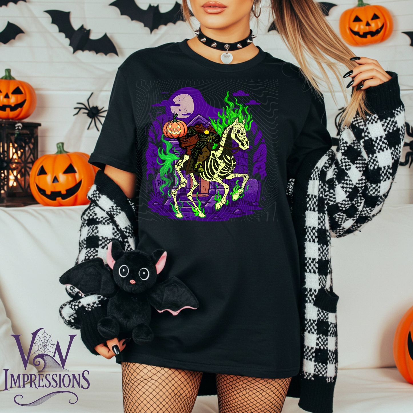 Headless Horsemen Green Flames T-shirt