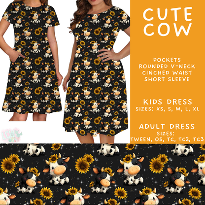 Batch #603 - September Request Run - Closes 10/26 - ETA mid/late Dec - Cute Cow Adult & Kids Dresses