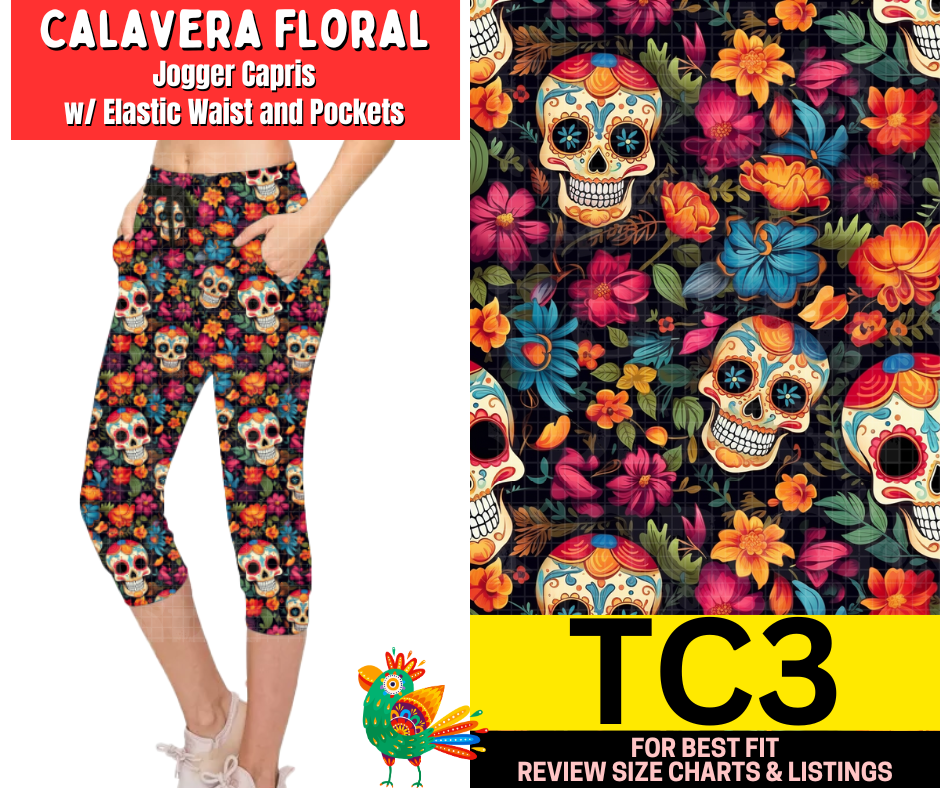Calavera Floral Jogger Capri