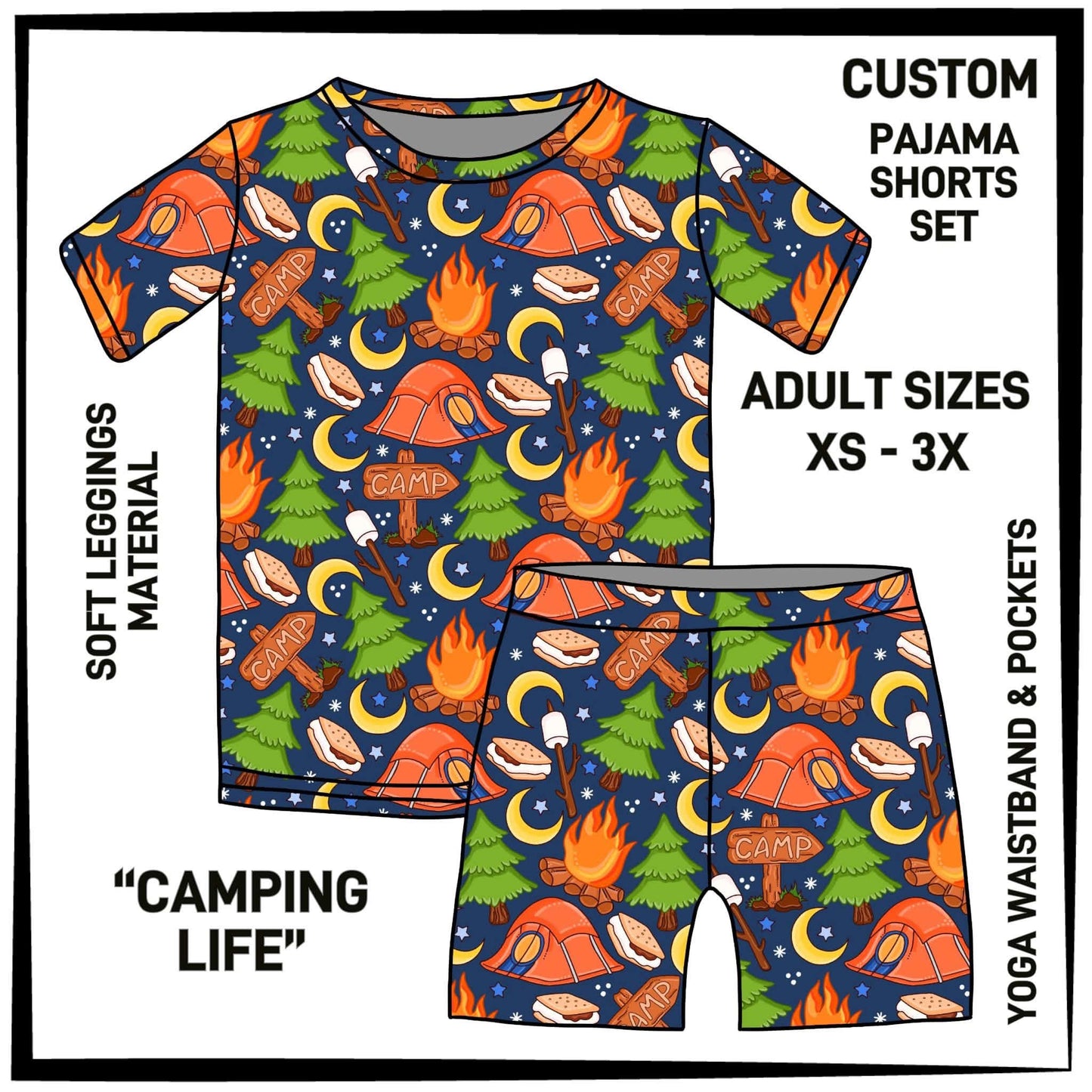 PS1S - Camping Life Pajamas Top & Shorts Set - Preorder Closing 7/1 ETA: Late Aug