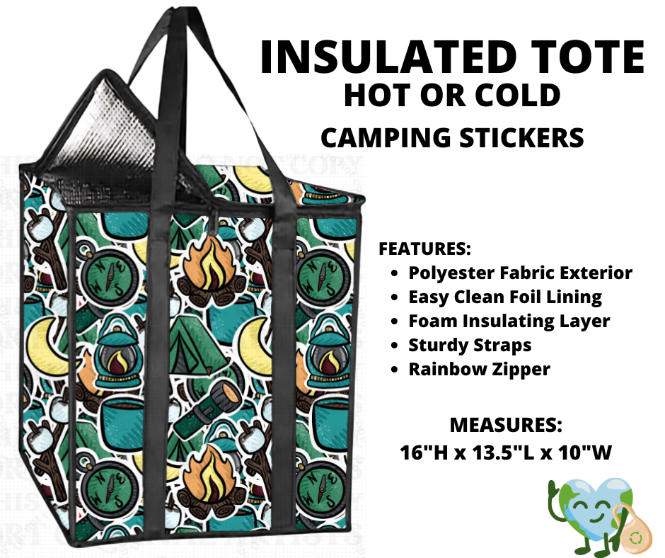 Camping Stickers Insulated Tote