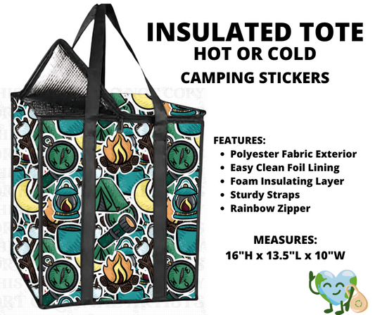 Camping Stickers Insulated Tote