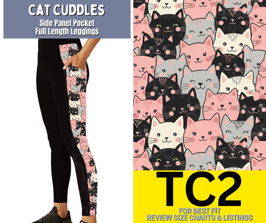 Cat Cuddles Side Panel Pocket Full Length Leggings