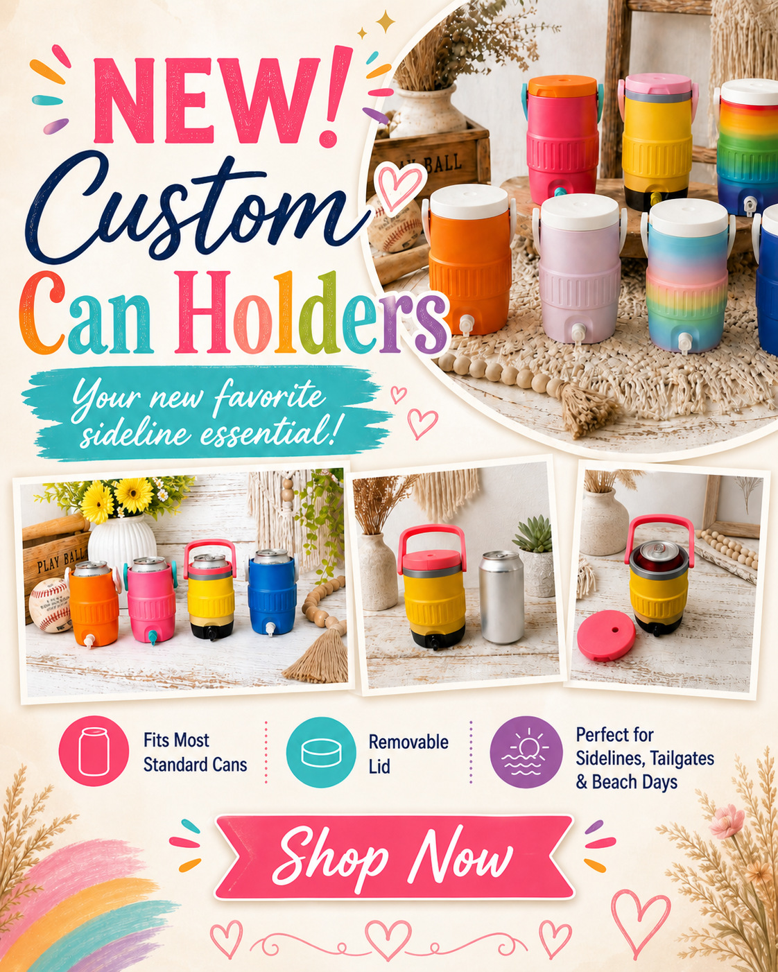 3D PRINTED CUSTOM SIDE LINE 12 OUNCE CAN HOLDERS