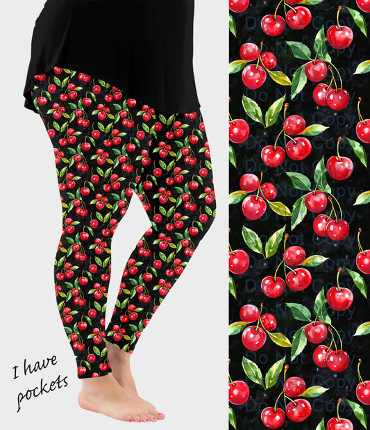 RTS - Cherry Leggings w/ Pockets