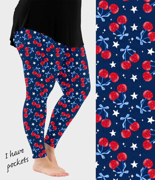 RTS - Cherry Bows Leggings w/ Pockets