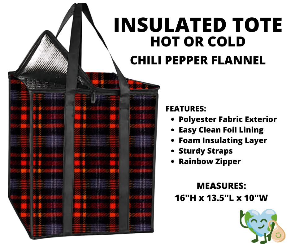 Chili Pepper Flannel Insulated Tote