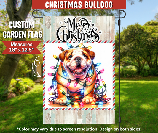 Christmas Bulldog Garden Flag
