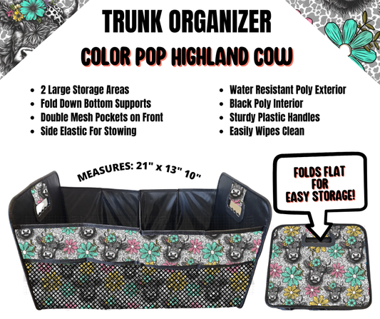 Color Pop Highland Cow Trunk Organizer