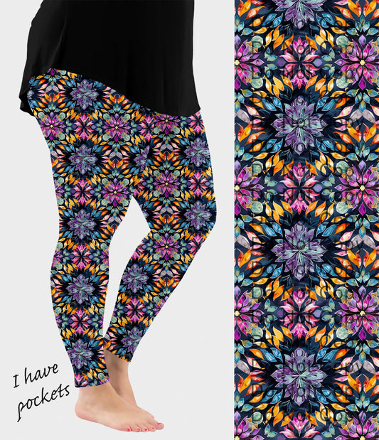 RTS - Colorful Mandala Leggings w/ Pockets