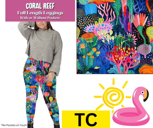 Coral Reef Full Length Leggings w/ Pockets