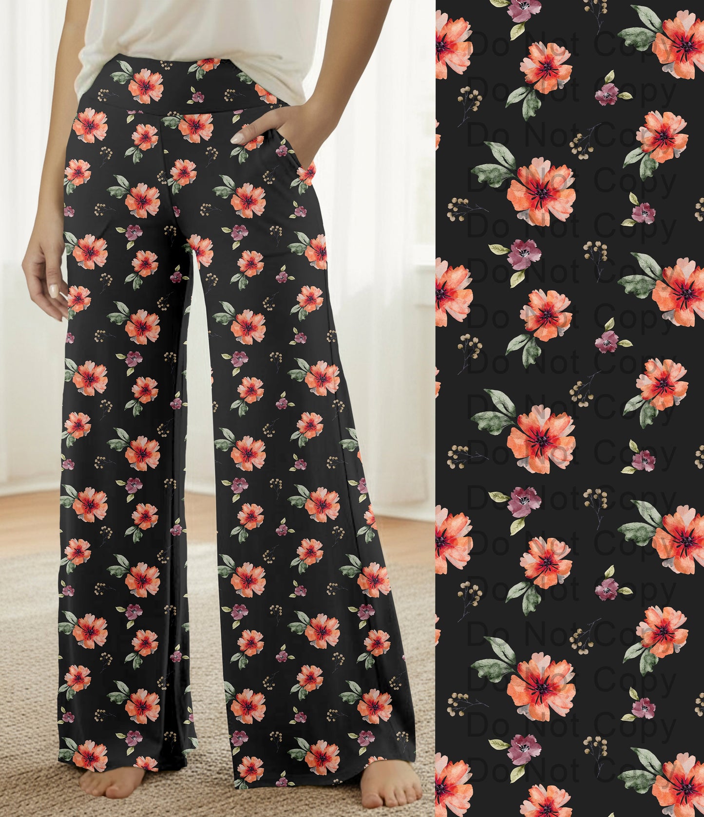 RTS - Coral Blooms Lounge Pants with Pockets