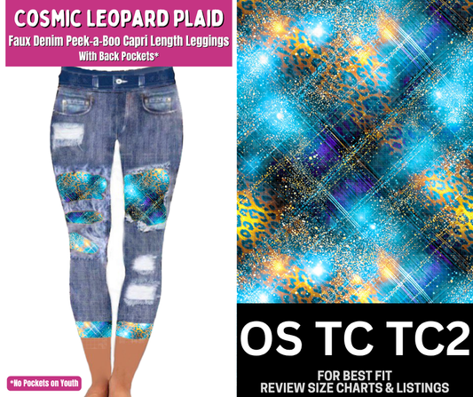 Cosmic Leopard Plaid Capri Faux Denim Peekaboo