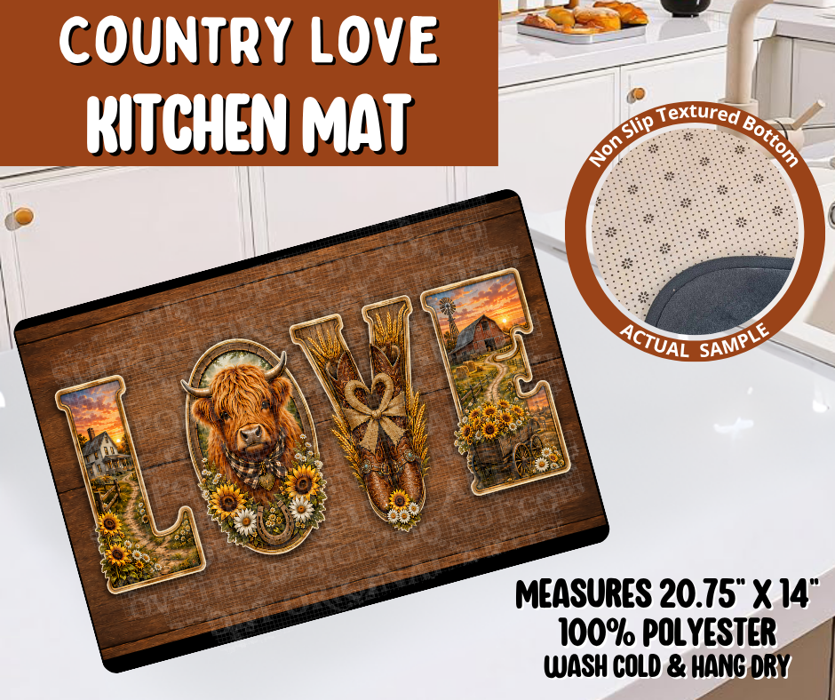 Preorder! Closes 10/19. ETA Jan. Country Love Kitchen Mat
