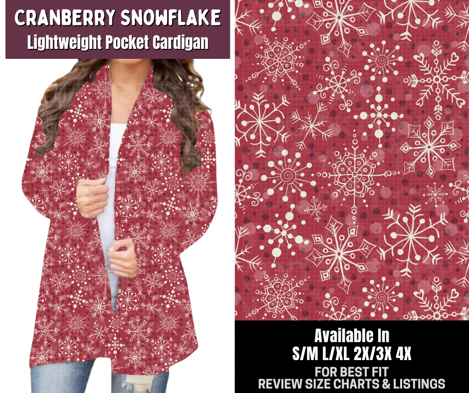 Preorder! Closes 9/14. ETA Dec. Cranberry Snowflake Pocket Cardigan