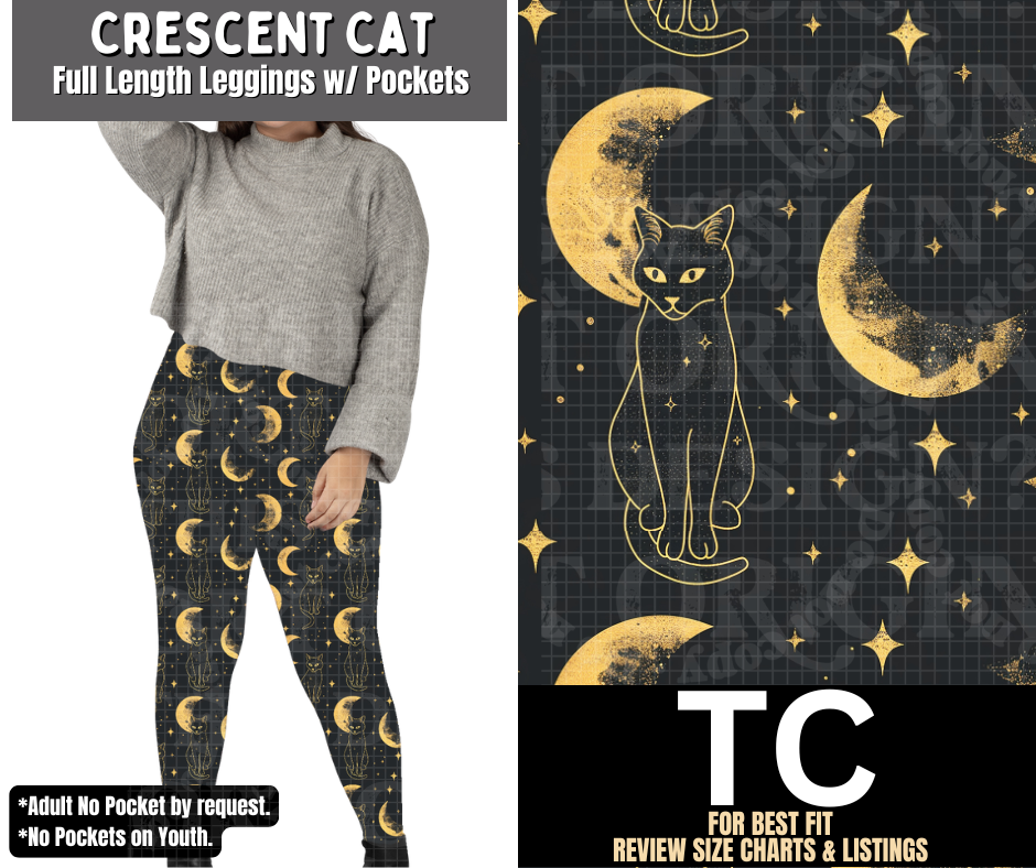 Crescent Cat Full Length Leggings w/ Pockets