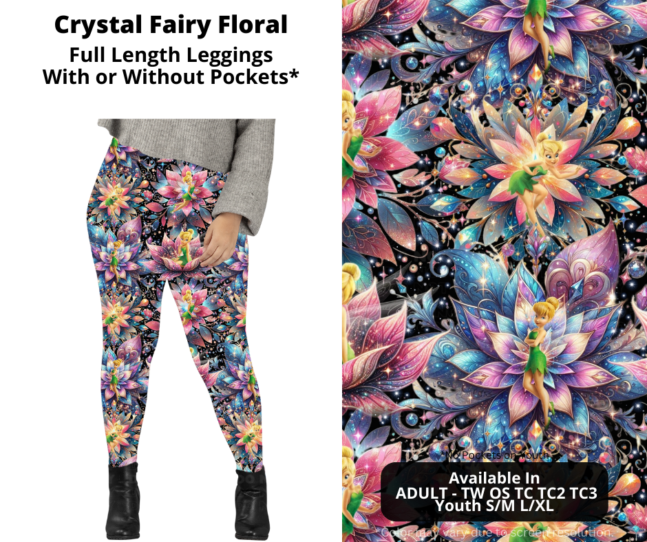 Preorder! Closes 1/20. ETA April. Crystal Fairy Floral Full Length Leggings w/wo Pockets