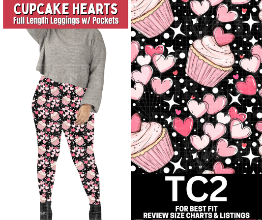 Cupcake Hearts Full Length Leggings w/ Pockets