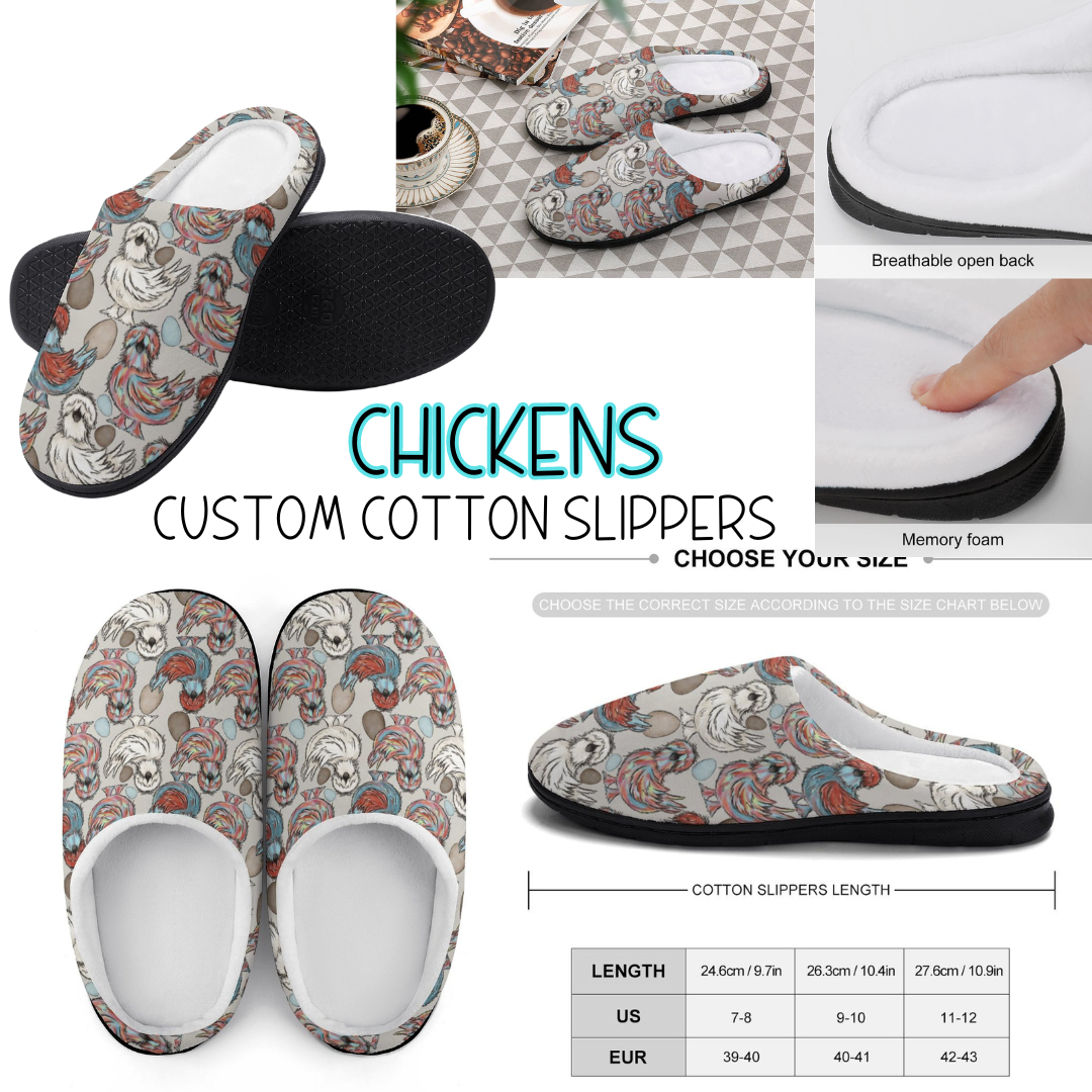 CHICKENS - CUSTOM SLIPPERS PREORDER CLOSING 9/16