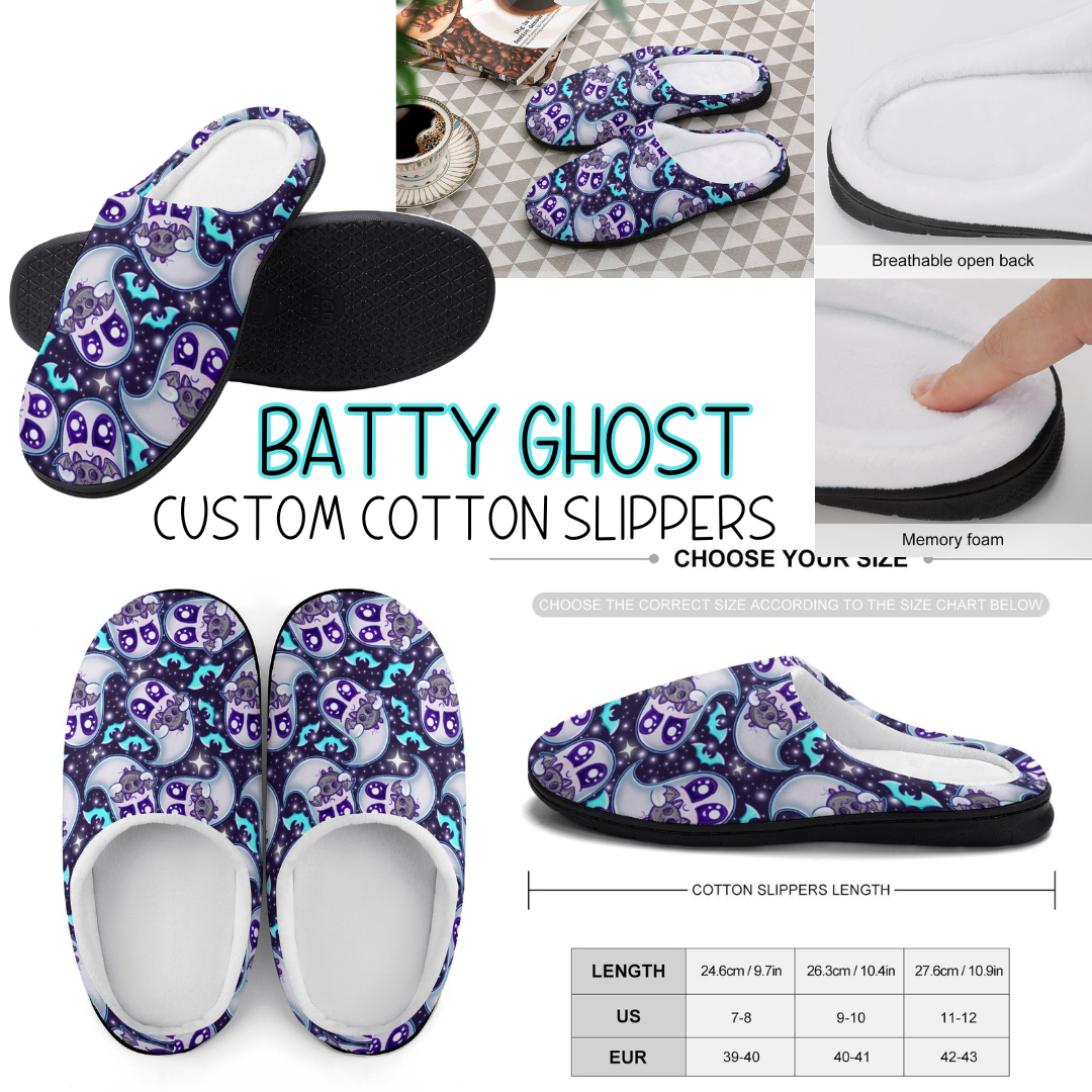 BATTY GHOST - CUSTOM SLIPPERS PREORDER CLOSING 9/16