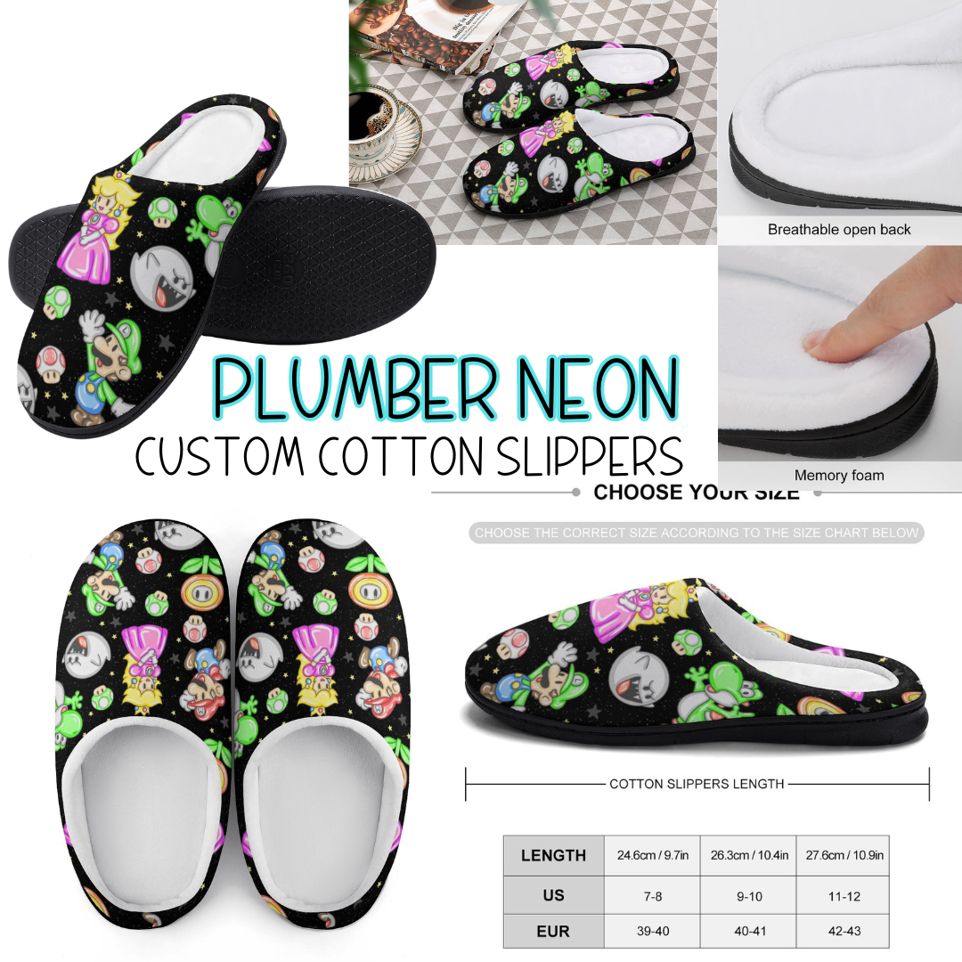 PLUMBER NEON - CUSTOM SLIPPERS PREORDER CLOSING 9/16