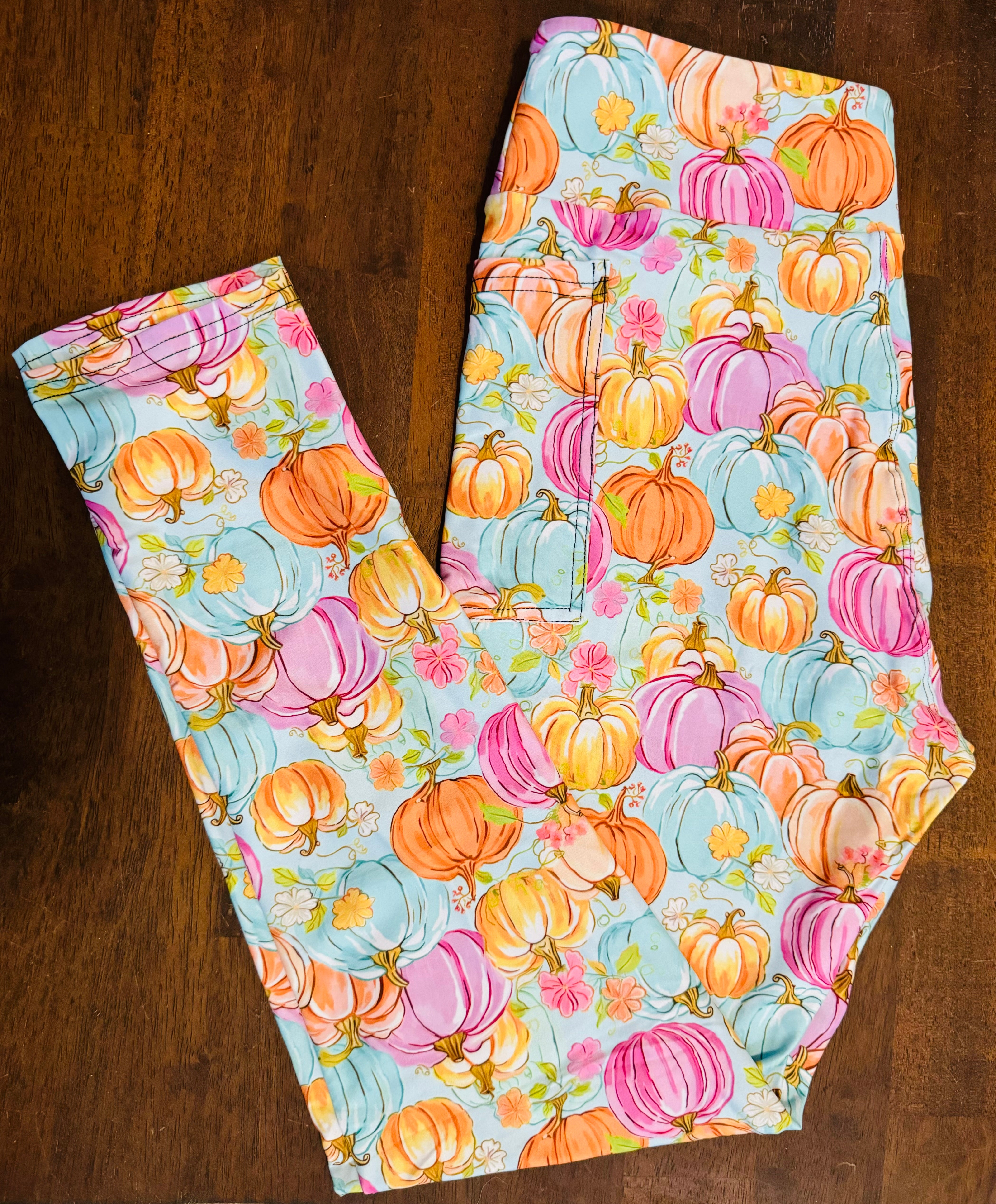 Pastel Pumpkins Leggings With Pockets