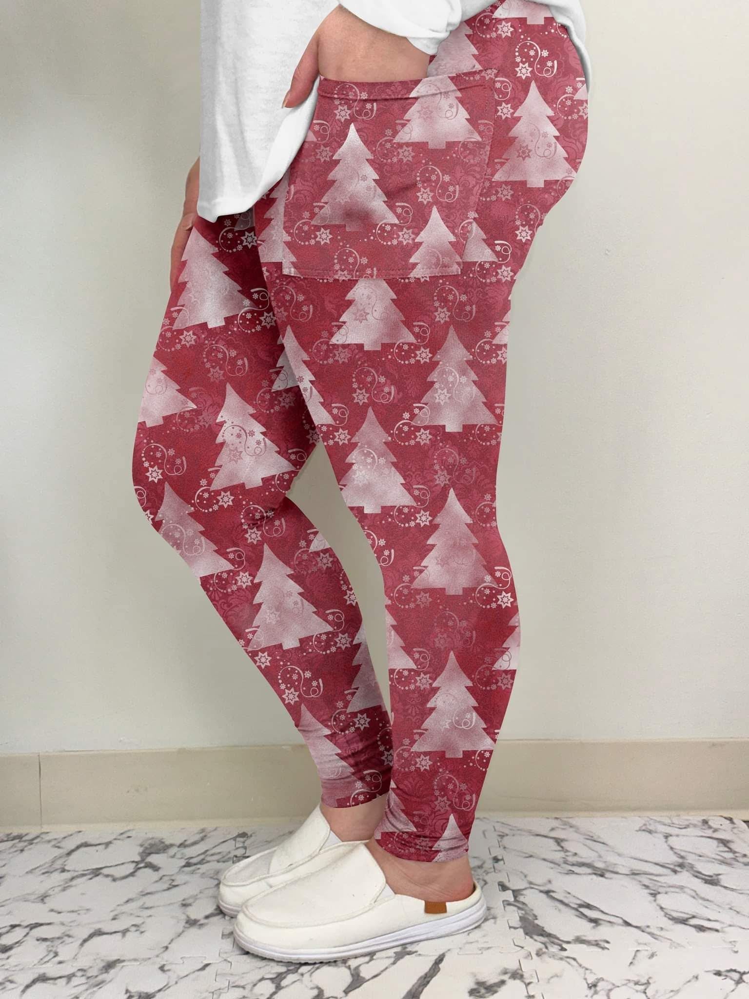 Pink Winter Full Length Leggings With Pockets