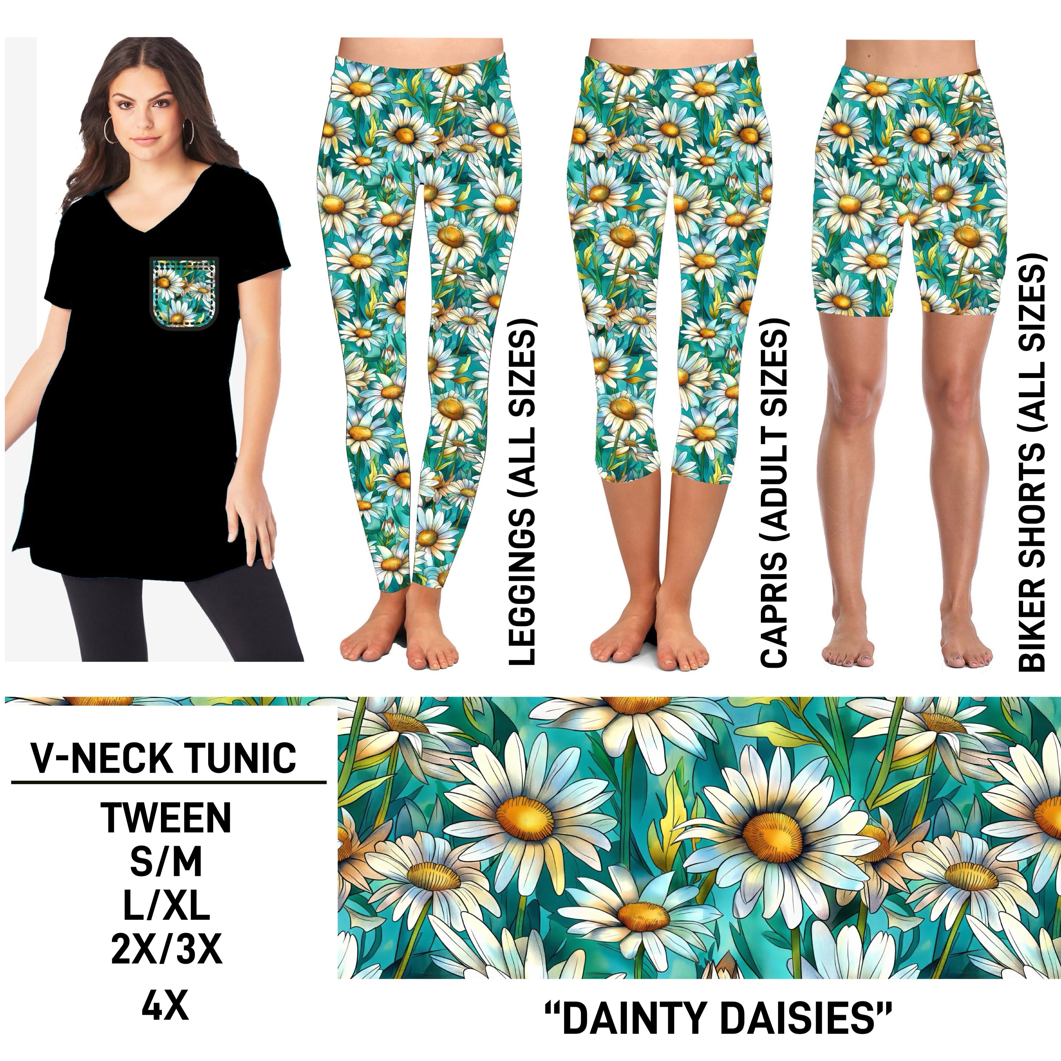 TS2N - Dainty Daisies V-Neck Tunic - Preorder ETA: Mid-Feb