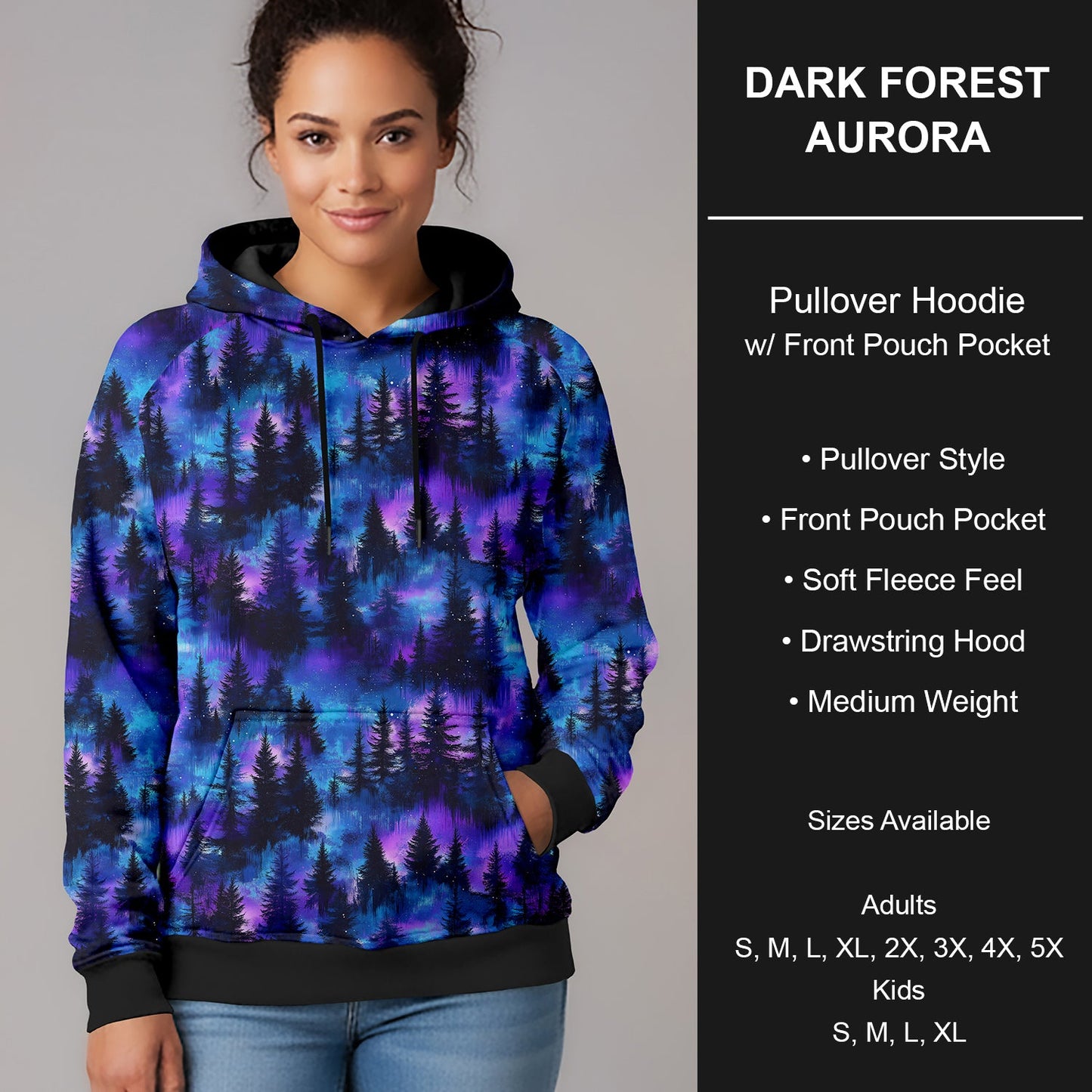 B266 - Preorder Dark Forest Aurora Pullover Hoodie (Closes 12/17. ETA late Feb.)