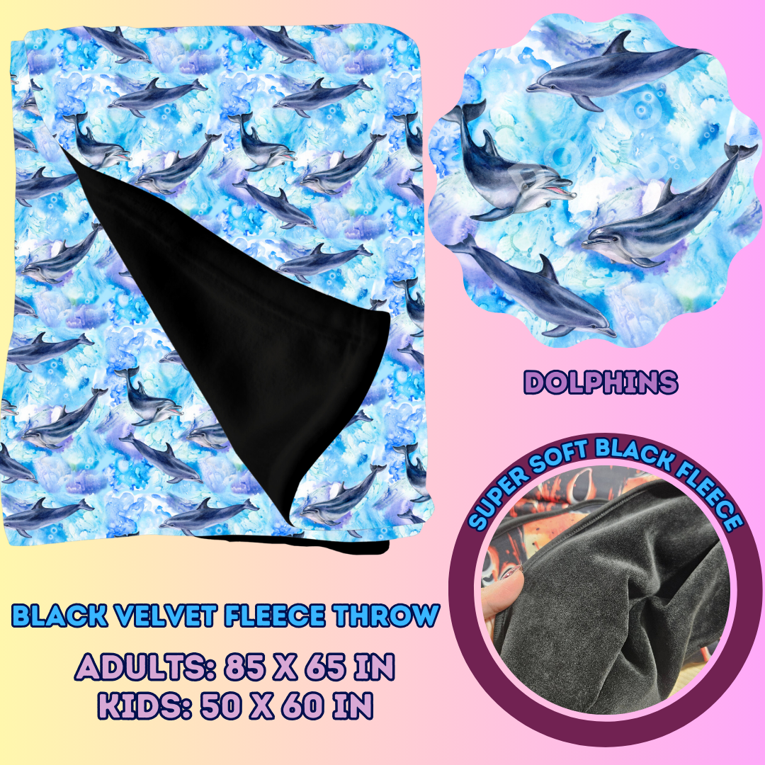 DOLPHINS - SOFT BLACK FLEECE THROWS 7 - PREORDER CLOSING 1/13