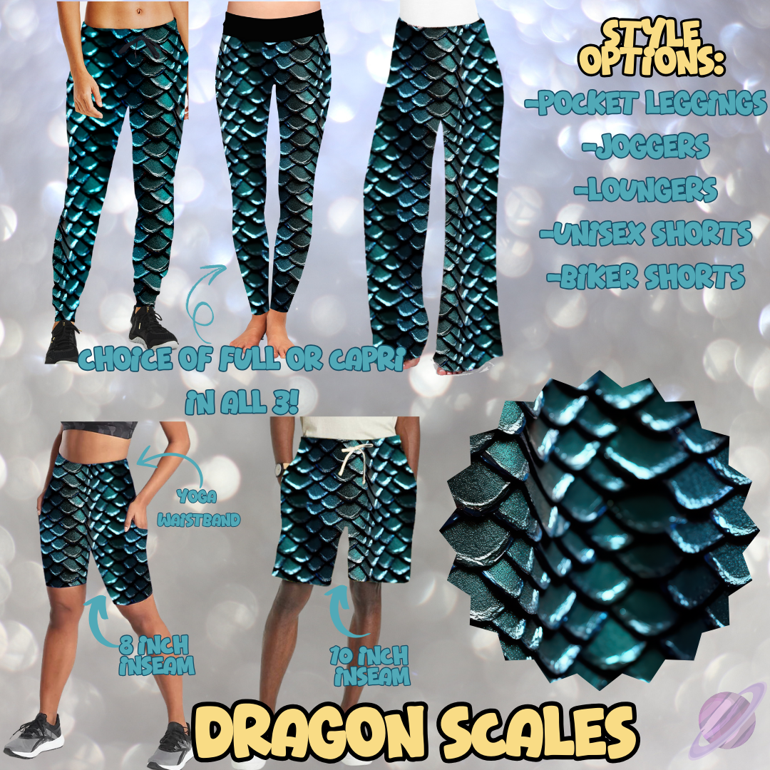 DRAGON SCALES - LEGGING/JOGGER/LOUNGER/SHORTS - MOSTLY TEAL RUN PREORDER CLOSING 2/8