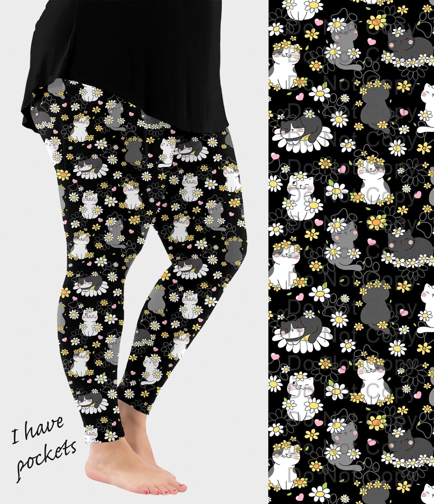 RTS - Daisy Cats Leggings with Pockets