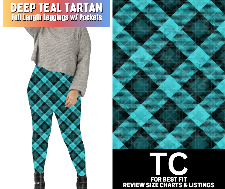 Deep Teal Tartan Fleece Leggings