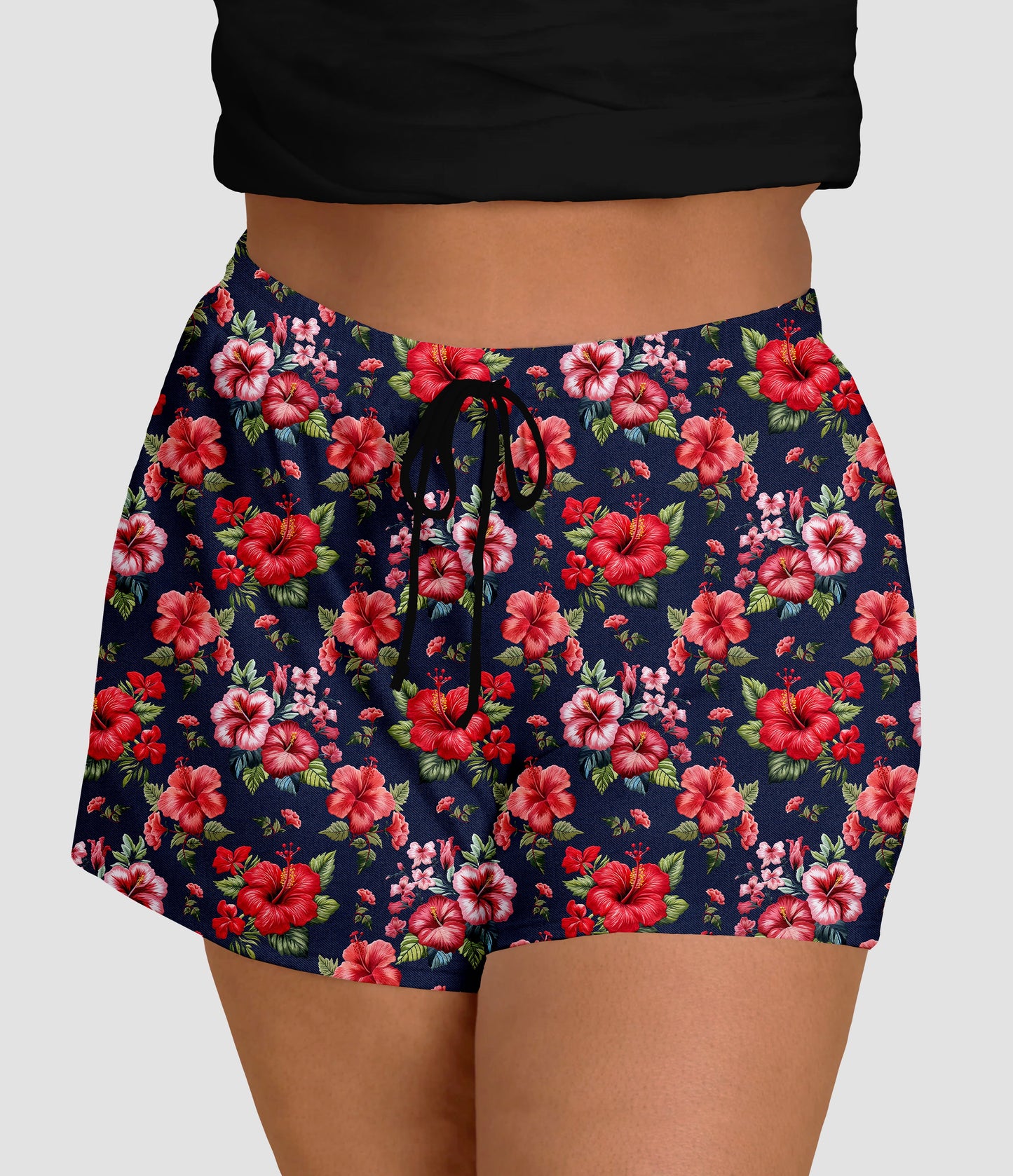 RTS - Denim Hibiscus Jogger Shorts